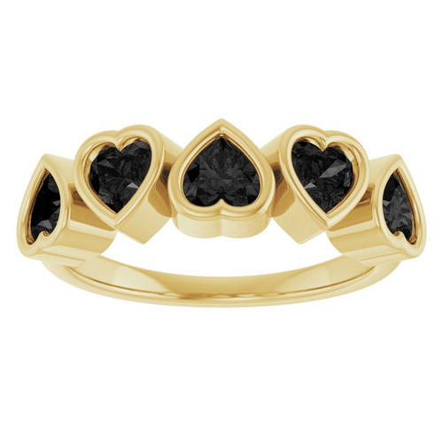 14K Yellow Natural Black Onyx Ring