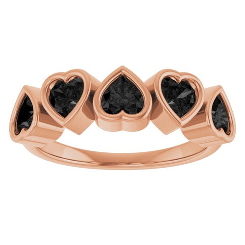 14K Rose Natural Black Onyx Ring