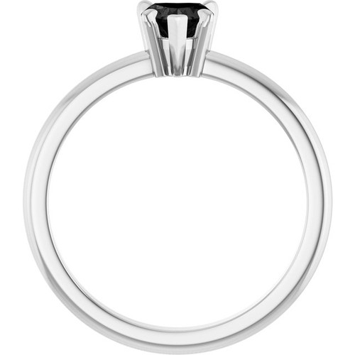 14K White Natural Black Onyx & .03 CT Natural Diamond Ring