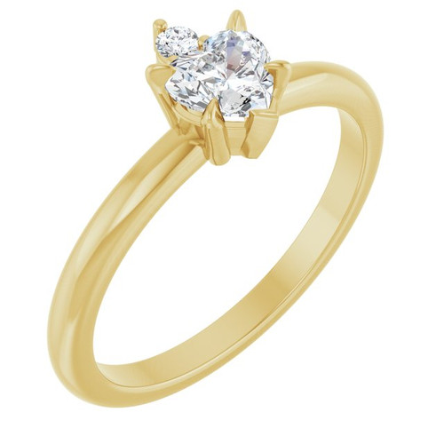 14K Yellow Natural White Sapphire & .03 CT Natural Diamond Ring