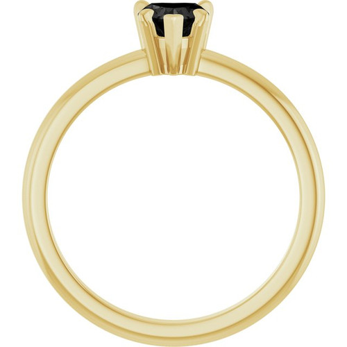 14K Yellow Natural Black Onyx & .03 CT Natural Diamond Ring