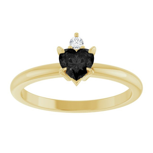 14K Yellow Natural Black Onyx & .03 CT Natural Diamond Ring