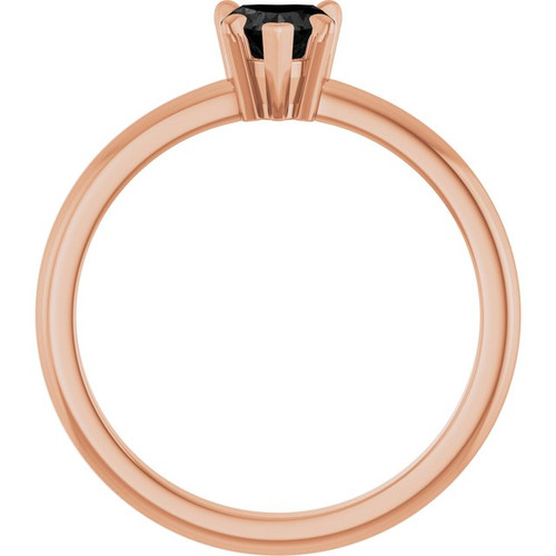 14K Rose Natural Black Onyx & .03 CT Natural Diamond Ring