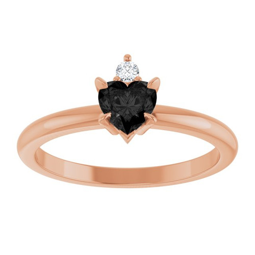 14K Rose Natural Black Onyx & .03 CT Natural Diamond Ring