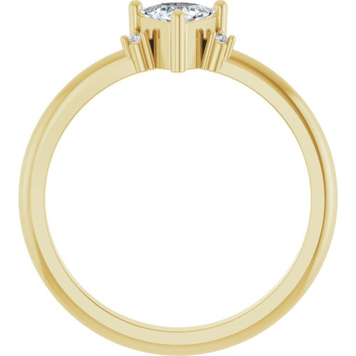 14K Yellow Natural White Sapphire & .015 CTW Natural Diamond Ring