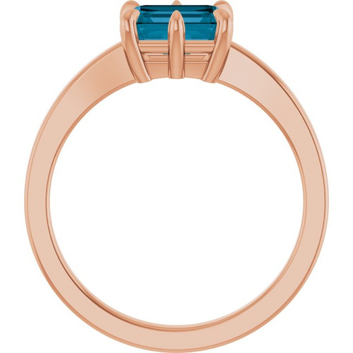 14K Rose Natural London Blue Topaz Ring