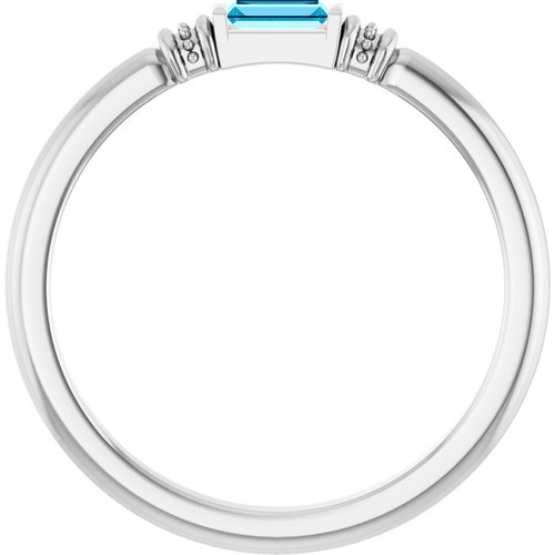 Platinum Lab-Grown Aqua Sapphire Stackable Ring