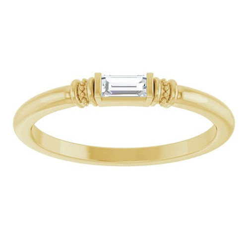14 Karat Yellow Gold Lab Moissanite Stackable Ring – 4 x 2 mm