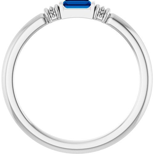 Platinum Lab-Grown Blue Sapphire Stackable Ring