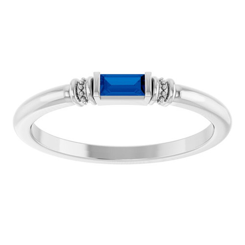 Platinum Lab-Grown Blue Sapphire Stackable Ring
