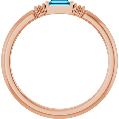 14K Rose Lab-Grown Aqua Sapphire Stackable Ring