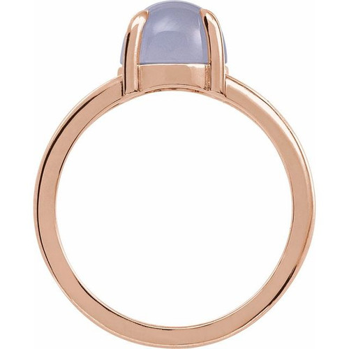 14K Rose Natural Chalcedony Cabochon Ring