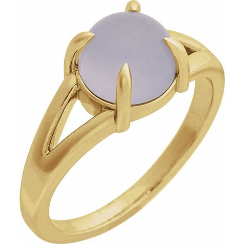 14K Yellow Natural Chalcedony Cabochon Ring