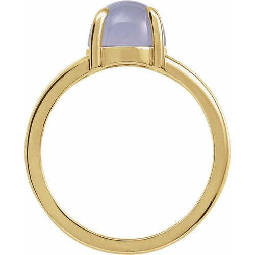 14K Yellow Natural Chalcedony Cabochon Ring