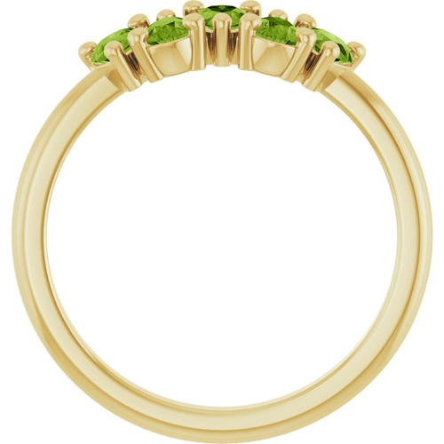 14K Yellow Natural Peridot Five-Stone Ring