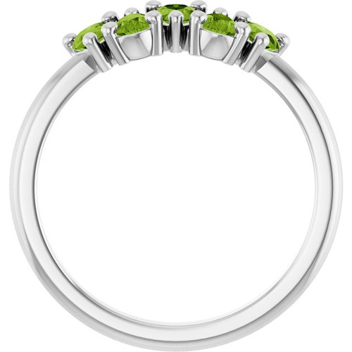 Platinum Natural Peridot Five-Stone Ring