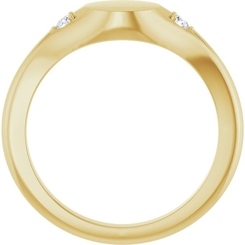 14K Yellow Engravable Natural White Sapphire Signet Ring