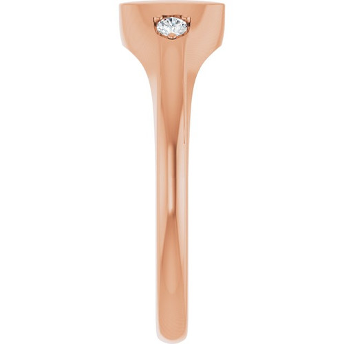 14K Rose Engravable Natural White Sapphire Signet Ring