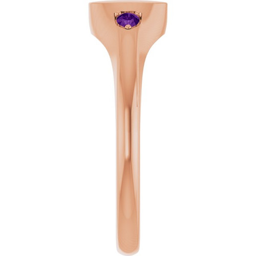 14K Rose Engravable Natural Amethyst Signet Ring
