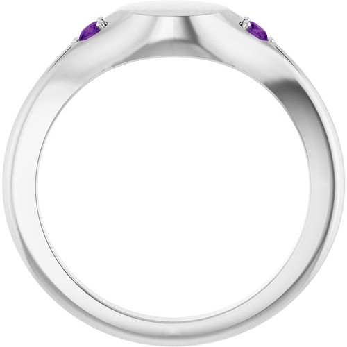 Platinum Engravable Natural Amethyst Signet Ring