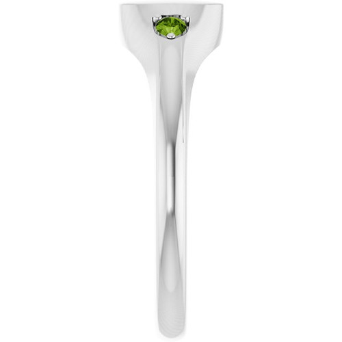 14K White Engravable Natural Peridot Signet Ring