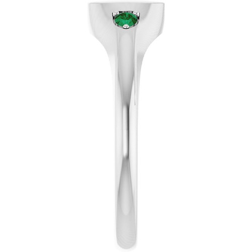 Platinum Engravable Lab-Grown Emerald Signet Ring