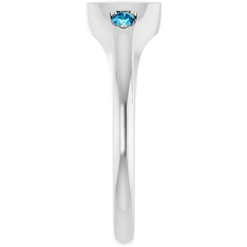 14K White Engravable Natural Aquamarine Signet Ring