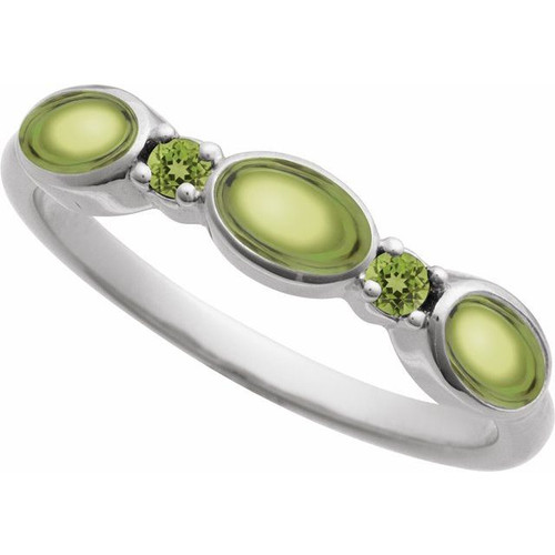 Sterling Silver Natural Peridot & Natural Peridot Stackable Ring