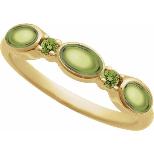 14K Yellow Natural Peridot & Natural Peridot Stackable Ring