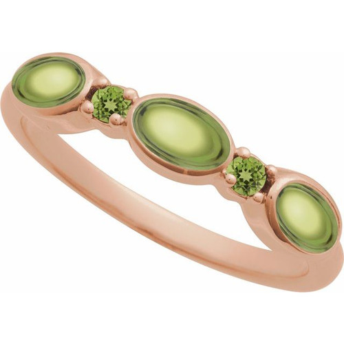 14K Rose Natural Peridot & Natural Peridot Stackable Ring