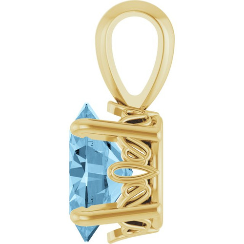 14K Yellow Natural Sky Blue Topaz Pendant