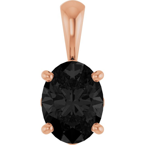 14K Rose Natural Black Onyx Pendant