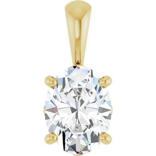 14K Yellow Natural White Sapphire Pendant