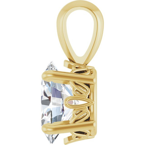 14K Yellow Natural White Sapphire Pendant