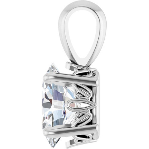 14K White Natural White Sapphire Pendant