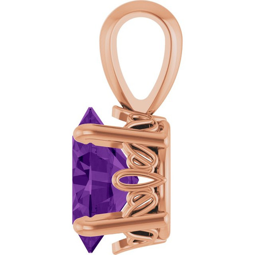 14K Rose Natural Amethyst Pendant