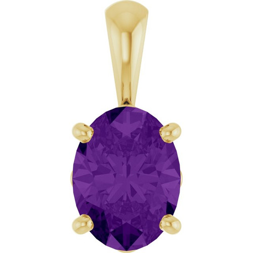 14K Yellow Natural Amethyst Pendant