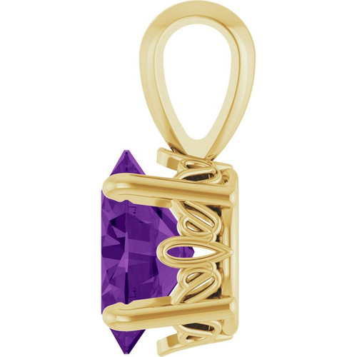 14K Yellow Natural Amethyst Pendant
