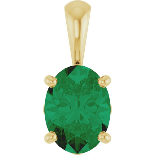 14K Yellow Lab-Grown Emerald Pendant