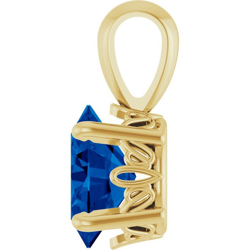14K Yellow Lab-Grown Blue Sapphire Pendant