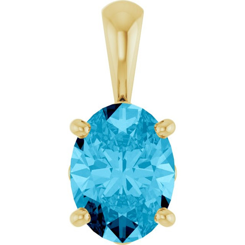 14K Yellow Natural Aquamarine Pendant