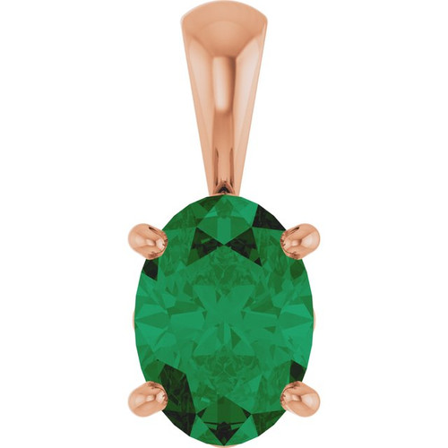 14K Rose Lab-Grown Emerald Pendant