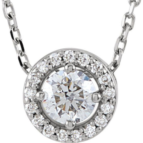 14 Karat White Gold Lab Grown Diamond Halo to Style Necklace 1/5 CTW, 16 Inch - $784
