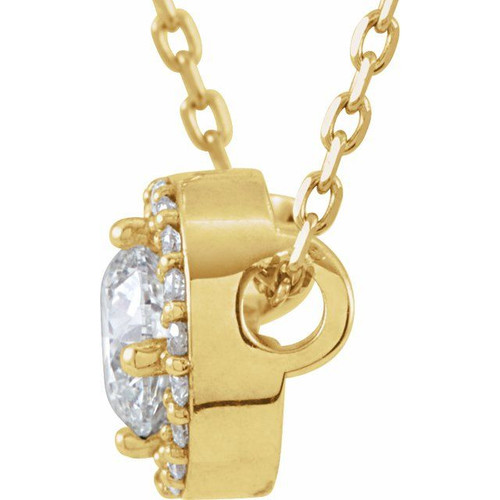 14K Yellow 1/5 CTW Lab-Grown Diamond Halo-Style 16" Necklace