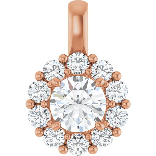 14K Rose 1 CTW Lab-Grown Diamond Halo-Style Pendant