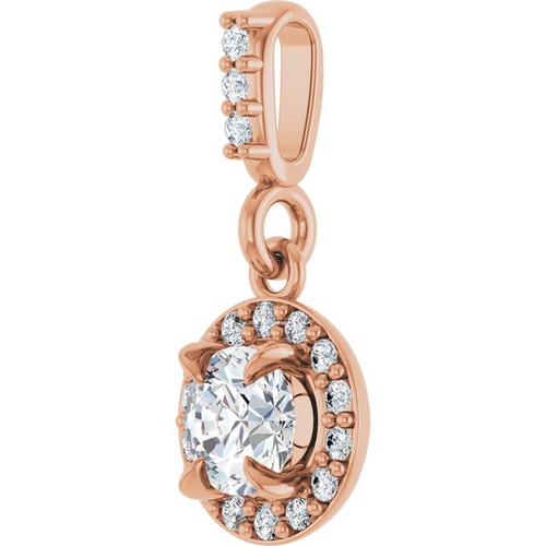 14K Rose 1/3 CTW Natural Diamond Halo-Style Pendant