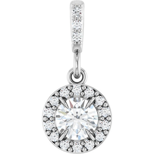 14K White 1/3 CTW Natural Diamond Halo-Style Pendant