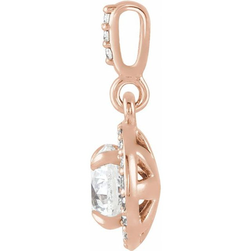 14K Rose 9/10 CTW Lab-Grown Diamond Halo-Style Pendant