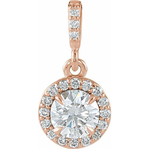 14K Rose 1/2 CTW Lab-Grown Diamond Halo-Style Pendant