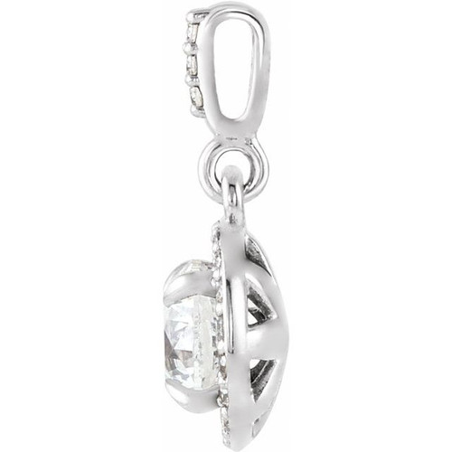 14K White 9/10 CTW Lab-Grown Diamond Halo-Style Pendant